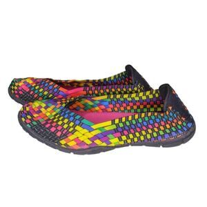 Corkys Sidewalk Slip Comfort Shoes Woven Rainbow Ballet Flats Multicolor Size 9
